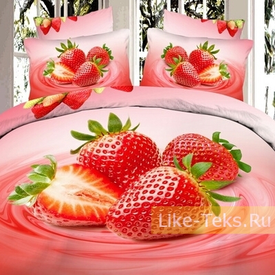 Комплект Сатин 3D КЛУБНИЧКА Комплект Сатин 3D КЛУБНИЧКА
